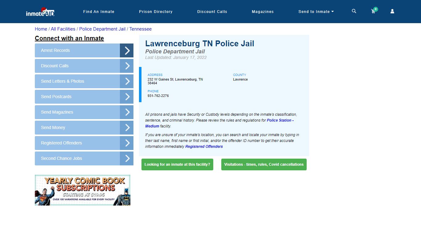 Lawrenceburg TN Police Jail & Inmate Search - Lawrenceburg, TN